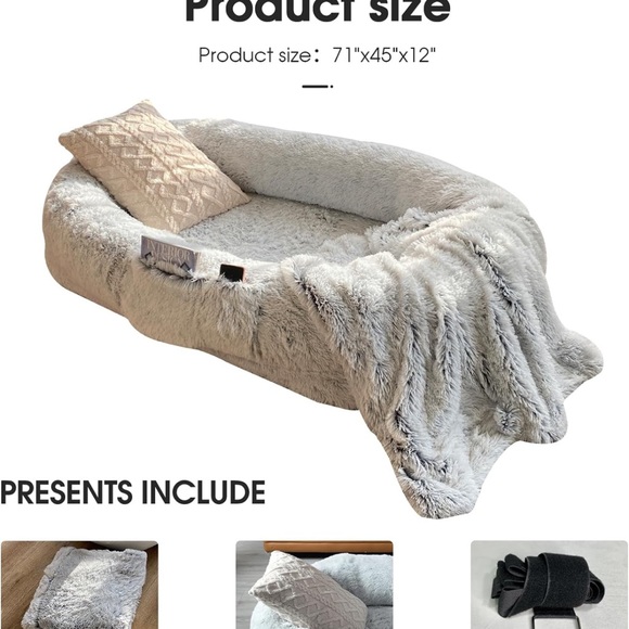 Human Dog Bed Fits You and Pets for People Doze Off, Washable Faux Fur Napping - Picture 5 of 6